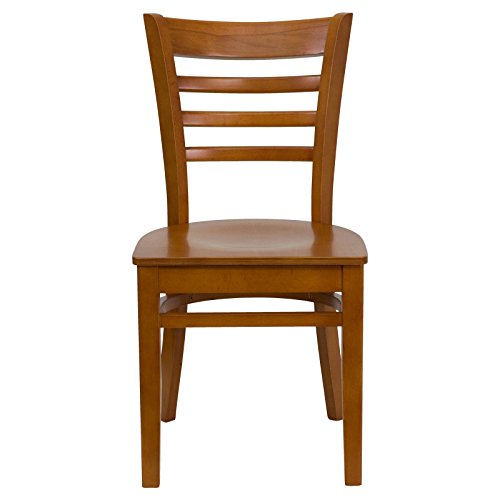 Image of Flash Furniture HERCULES Series Ladder Back Walnut Wood Restaurant Chair