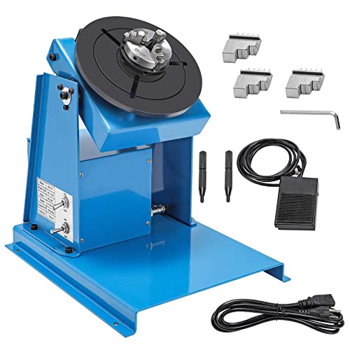 Rotary Welding Positioner 0-90o Welding Rotary Table 180mm Turntable Table Welder Positioner with 65mm Chuck for Welding Displacement Rotary Work