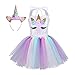 ranrann Disfraz de Unicornio para Niña Vestido Tutu de Princesa Lentejuelas Cuello...