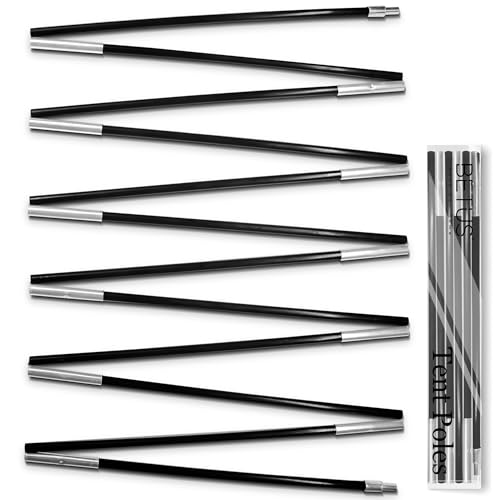 Betus Fibreglass Tent Poles Replacement - Pre-Assembled Black Tent Pole for Hiking & Camping - Easy to Install Outdoor Tent Repair Rod (11.9Ft)