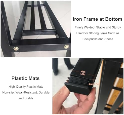 Outdoor Storage Bench, Solid Wood & Steel Seating with Rack for Bathroom, Porch, Deck, Backyard, Park - Stylish Yellow, 47x15x18in, Ideal for Sunroom & Changing Room