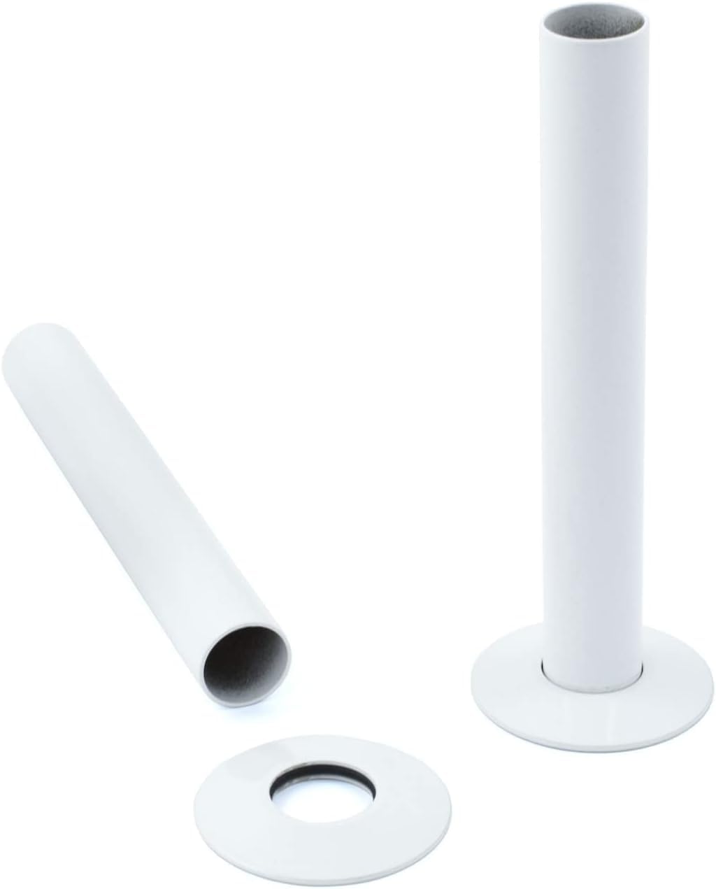 Warmehaus Pair of 180mm White Radiator Pipes and Pipe Collars Sleeves