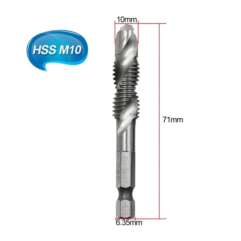 1pc M8 70mm Metric Screw Taps Drill Bits HSS 1/4'' Hex Shank Thread Tap Spiral Screw Drill Bit Woodworking Tools DIOBFZFY