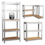 Garage Shelving Units,5 Tier Shelving Unit Garage Shelves Storage Shelf Heavy Duty Shed Storage Racking Shelf Metal Boltless for Warehouse Workshop Office (Silver, 70X30X150)