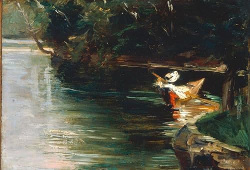 Art tableau Bords d'Yerres de Gustave Caillebotte impression sur toile 60x90cm