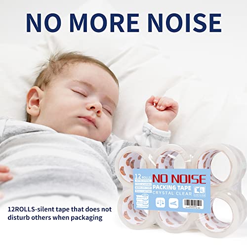 Tapebear No Noise Clear Packing Tape, Quiet Packaging Tape Refill Rolls, Heavy Duty Packaging Tape For Sealing Packing, Office&Storage And Shipping, 48Mm X 50M, Pack Of 12Rolls #TOP7