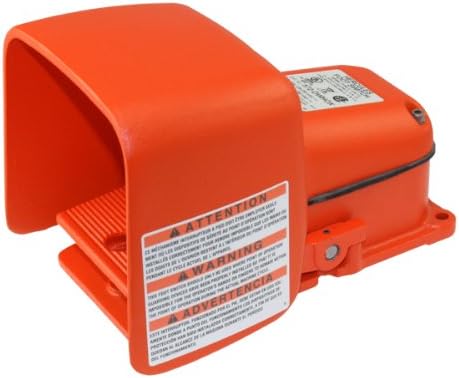 Linemaster 532-SWHOX Hercules Foot Switch, Electrical, Single Pedal, Momentary, DPDT, Single Stage, Extra Oversized Aluminum Guard, Orange