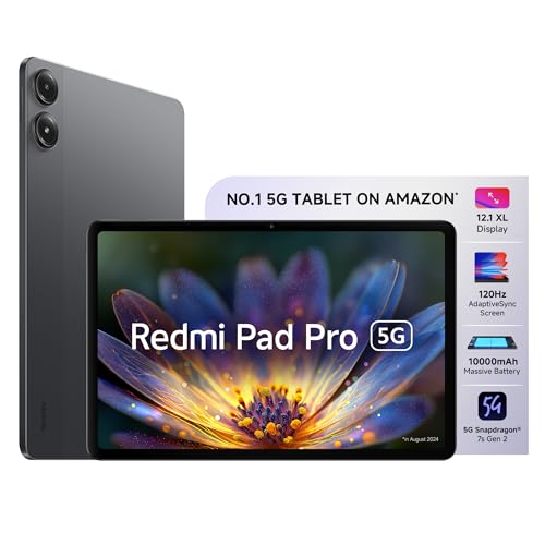 Redmi Pad Pro 5G | Snapdragon 7s Gen 2| 12.1-inch/30.7cm XL Display | 33+ Days Ultra-Long Standby | 10000mAh (typ) Battery | Powered by HyperOS |8GB, 128GB | Wi-Fi 6 + 5G | Graphite Grey view 1