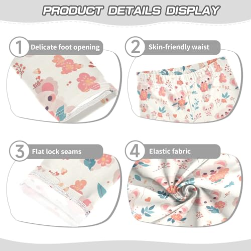 Seamless Cartoon Koala Bear Little Girls Active Leggings Casual Full Length Workout Pants Gym3