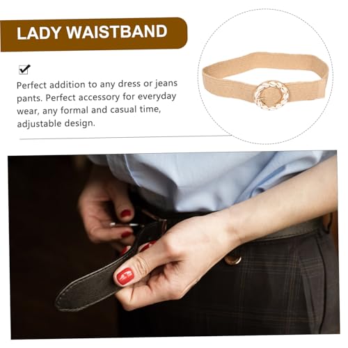 Women Belt Wide Stretch Elastic Belt with Round Buckle and Shell Decoration for Vacation Outfits Dresses 39.30X3.14X0.79in3