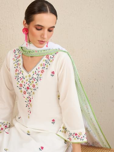 Image of INDO ERA Women Pure Cotton Kurta Set with Dupatta | Festive Suit Set, 6720