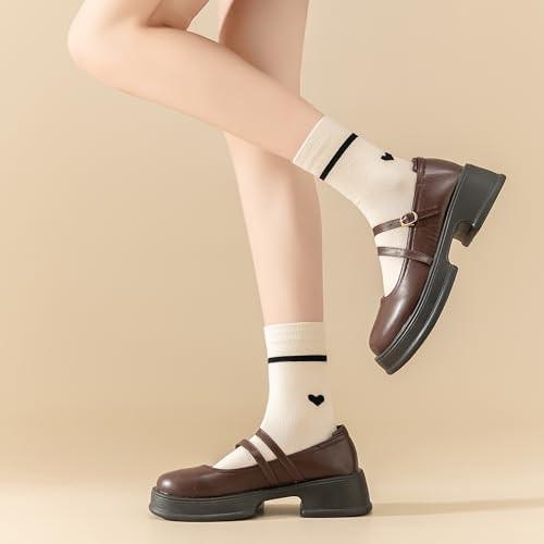 Mcool Mary Women's Ankle Socks,Casual Breathable Knit Cotton Cute Crew Sock 5 Pack for Women3