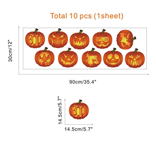 Toarti Halloween Pumpkin Decal Set Of 10 , Creative Pumpkin Face Stickers For Home Decor, Halloween Party Theme Kitchen Wall Art Murals, Thanksgiving Party Decoration,Orange #TOP4