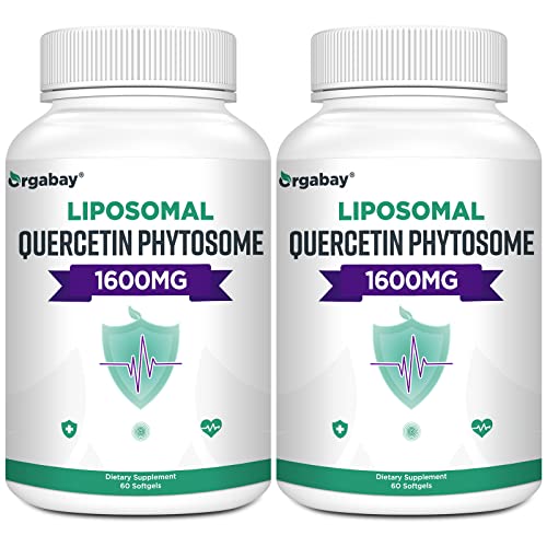 Orgabay Liposomal Quercetin Phytosome 1600 mg Bromelain 200mg Zinc 30mg Vitamin C Turmeric 40 mg Highest Absorption Quercetin Complex 120 Softgels