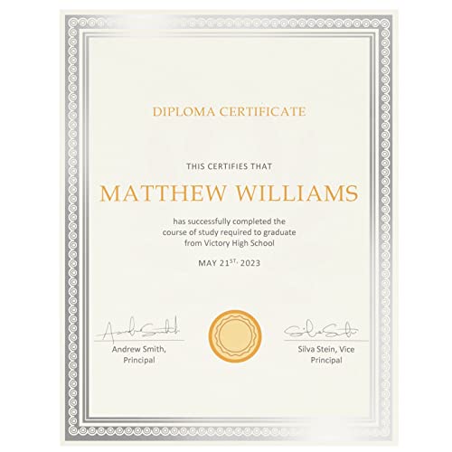 Image of Juvale Silver Foil Certificate Paper - Pack of Blank Certificates - Cardstock for Awards - Award Paper for Inkjet & Laser - 8.5 x 11 in, 50 Sheets, Ivory Cardstock