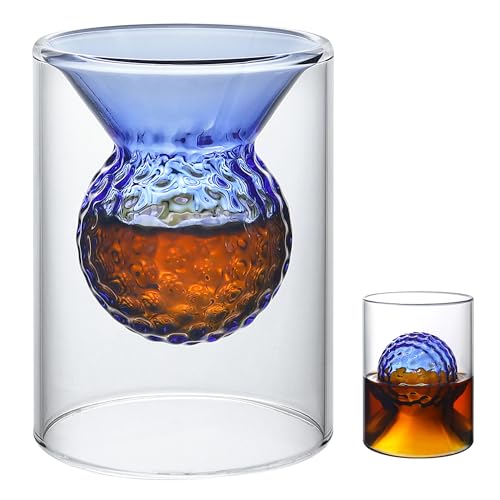 Regalos de golf para hombres golfistas, vasos de whisky de doble propósito de 50 ml/90 ml con forma de bola de golf integrada, copas de vino de ron únicas, accesorio para beber para el hogar, bar,