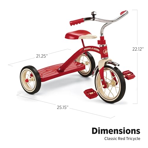 Radio Flyer Classic 10 Inch Toddler Tricycle with Rubber Tires and Steel Frame, Red