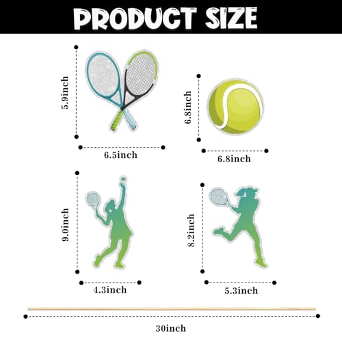 Image of 16 Pcs Tennis Collection Table Toppers - Tennis Theme Birthday Table Centerpieces Sticks,Tennis Racket Ball Player Sport Themed Bday Party Supplies