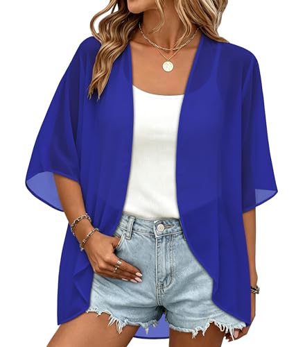 Image of Women Kimono Cardigans Casual Summer Tops Cover up Open Front Floral Print Resort Wear 2026