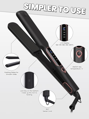Plancha para cabello 2 en 1 con 5 opciones de calor y sistema de calentamiento rápido de 15 segundos, enchufe EU, para diversos tipos de cabello y diseño diario de peinados miniatura 6