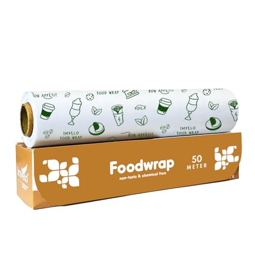 IMVELO Green Your Hygiene Food Wrapping Paper Roll 50 Meter -Non Stick,Oil Proof Butter Paper Roll, Reheatable Foil Paper for Food Wrap, Chapati, Roti Wrap, Sandwiches & More, Wrapping Paper for Food