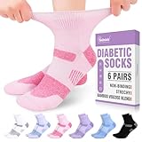 Bulinlulu Diabetic Ankle Socks for Women Size 9-11, 6 Pairs Non Binding Diabetic Wide Socks for Men(PinkPurpleLavenderBlackWhiteBlue)