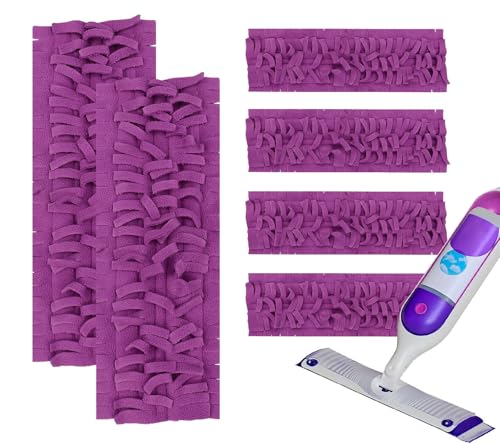 6 Pack Mop Refill Pads for PowerMop Multi-Surface and Wood Mop Pads Refill Washable & Reusable Microfiber Spray Cleaning (Purple)