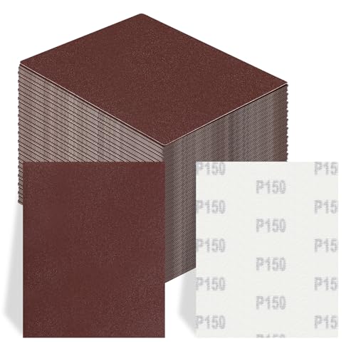 Image of 100 PCS 1 /4 Sheet Sandpaper for Palm Sander 4.5 inch x 5.5 inch Sandpaper Sheets 150 Grit Hook and Loop Sandpaper Aluminum Oxide 1 /4 Sandpaper Sheets Sanding Blocks for Metal, Woodworking (150 Grit)