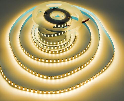 Image of AC110-130V LED Strip Lights,Dimmable 10000LM 16.4ft /5m SMD 2835 600 LEDs Waterproof IP68 LED Lights Strip Ribbon, More Brightness Than Low Voltage LED Strip Lights (Warm White 3000K)