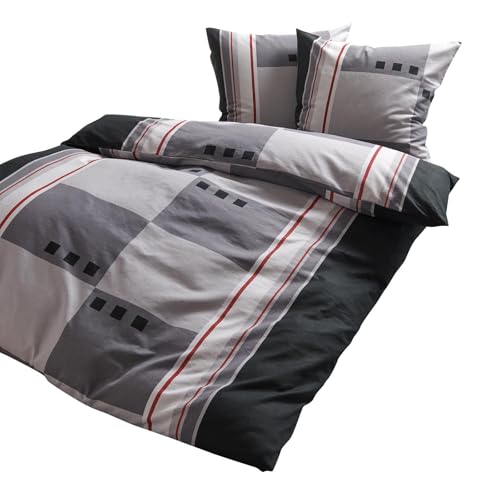 Traumschlaf kuschelig weiche Flanell Bettwäsche mit Karomotiv aus 100%...