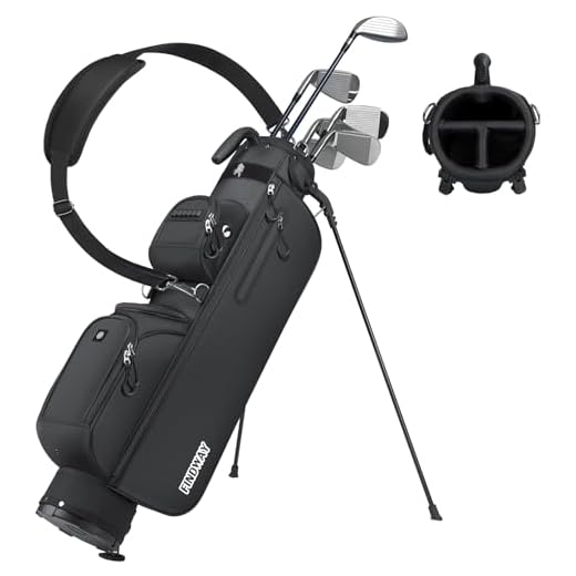 Findway Small Pencil Golf Bag, Lightweight Portable Golf Bag with Stand, 3 Space Divider, Adjustable Padded Strap, 5 Pockets and Carrying Handle, for Men and Women