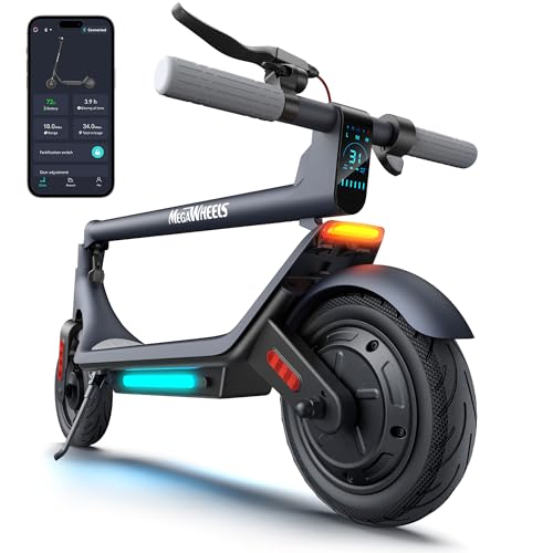 Image of MEGAWHEELS Electric Scooter,Electric Scooter Adults Teens,10in Pneumatic Tires,350 /500 /600W Motor,19 /31 Miles Range,15.5mph E Scooter with Smart APP Control for Commuting, Outdoor, Short Travel Gift