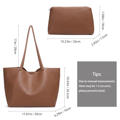 SENDEFN Leather Tote Bag for Women Work Shoulder Bag Large Top Handle Handbags and Ladies Travel Purse with Zipper Pocket4