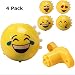 Large 3 Inch Emoji Spinning Tops with Beautiful Lights Patterns Great Stocking Stuffers Set of 4