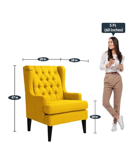 Image of Wingback Chair for Living Room one Seater Sofa |Luxury Rest Chair Arm Chair Sofa (Yellow)