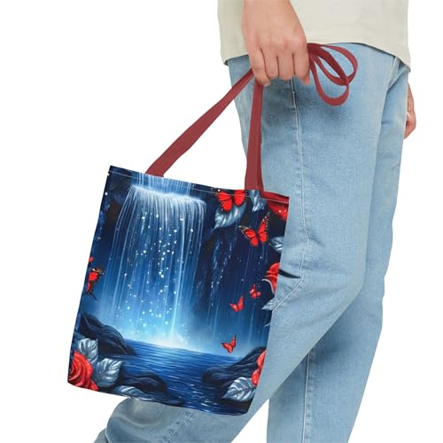 Waterfall Bliss Tote Bag, Artistic Bag, Floral Tote, Nature Lover Gift, Tote for Shopping, Stylish Everyday Use3