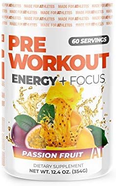 About Time Pre Workout Energy + Focus, Passion Fruit | 60mg Caffeine from Green Tea, Natural Flavors, No Jitters or Crashes, No Stim, Gluten Free, Sugar Free, 60 Servings