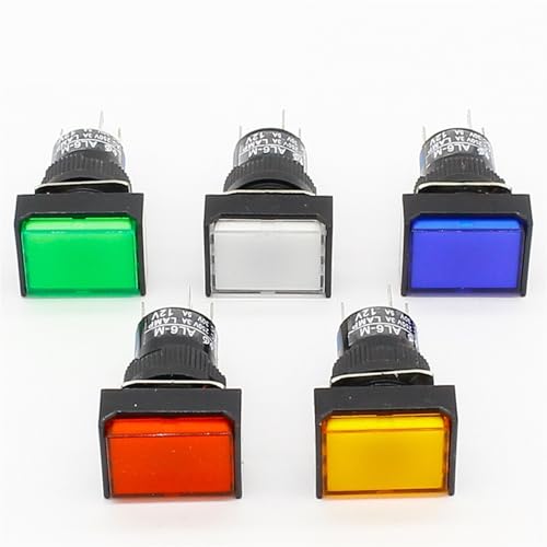 Pulsador de 5 pines 16mm rectangular con luz LED 12V azul para electrónica 2