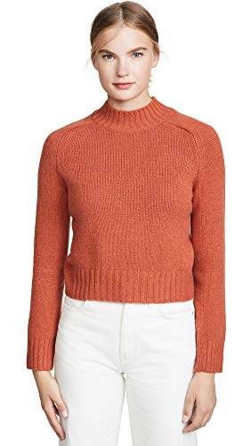 Vince Women's Cashmere Shrunken Mock Neck Sweater, Heather Blood Orange, X-Small