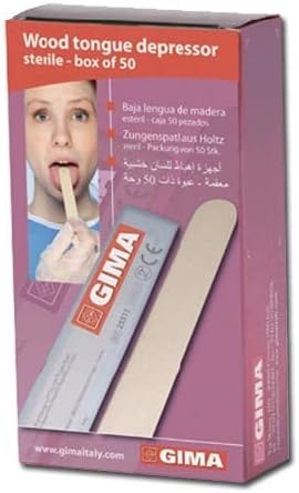 GIMA 25512 Wooden tongue depressors, sterile, carton of 2,000 pcs, spatulas, sticks, lollipop