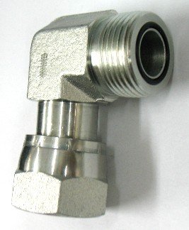 AF FS-6500-10-10-5/8 Male O-Ring Face (1''-14 Threads) x 5/8 Female O-Ring Face (1''-14 Threads) - 90° Swivel Nut Elbow