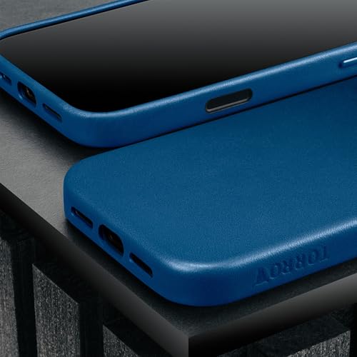 Coque en Cuir iPhone 17 Pro TORRO étui mince compatible MagSafe bleu 2025