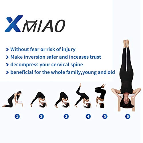XMIAO Yoga Headstand Bench, Multifunctional Yoga Inversion Chair with Solid Wood Frame,Yoga Headstand Stool Idea for Workout, Fitness and Gym Relieve Fatigue and Body Building (White)