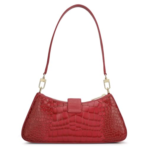 Image of Da Milano Leather Shoulder Bag for Women - Purple (01349OL)