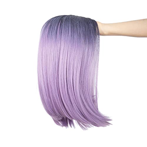 Swacc Ombre Colors Straight Short Hair Bob Wig Synthetic Colorful Cosplay Daily Party Flapper Wig For Women And Kids With Wig Cap (Lavender Purple) #TOP4