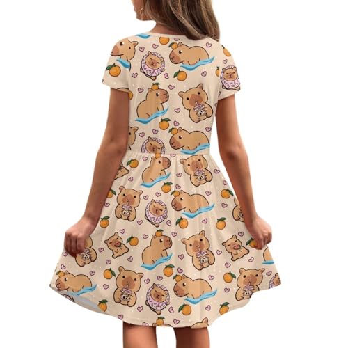 Image of Short Sleeve Dress for Girls with Pockets Cute Toddler Girl Clothes Summer 2-12