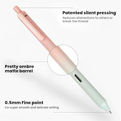 Image of WRITECH Gel Pens Fine Point: 0.5mm Black Ink Retractable 4ct Smooth Writing No Bleed with Aesthetic Gradient Color Pen Barrel for Journaling Note Taking Sketching