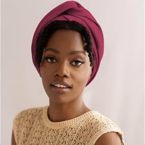 Image of DRESHOW African Women Turban Caps Beanie Twist Headscarf Pre-Tied Double Twisted Braids Headwraps for Women Chemo Cancer Cap