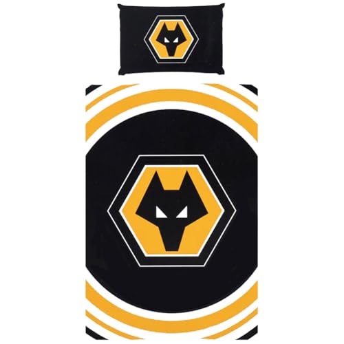 FOCO Officially Licensed Wolverhampton Wanderers FC Football Pulse Single Duvet Cover Bedding Set | Includes Matching Pillowcase | Reversible
