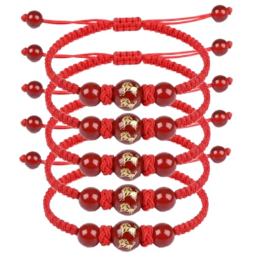Cadeau de Nouvel An chinois, bracelet réglable avec cordon rouge pour l'année du cheval - Bracelet porte-bonheur - Printemps Festiva Fortune - Bijoux Feng Shui tressés - Cadeaux en perles pour femmes